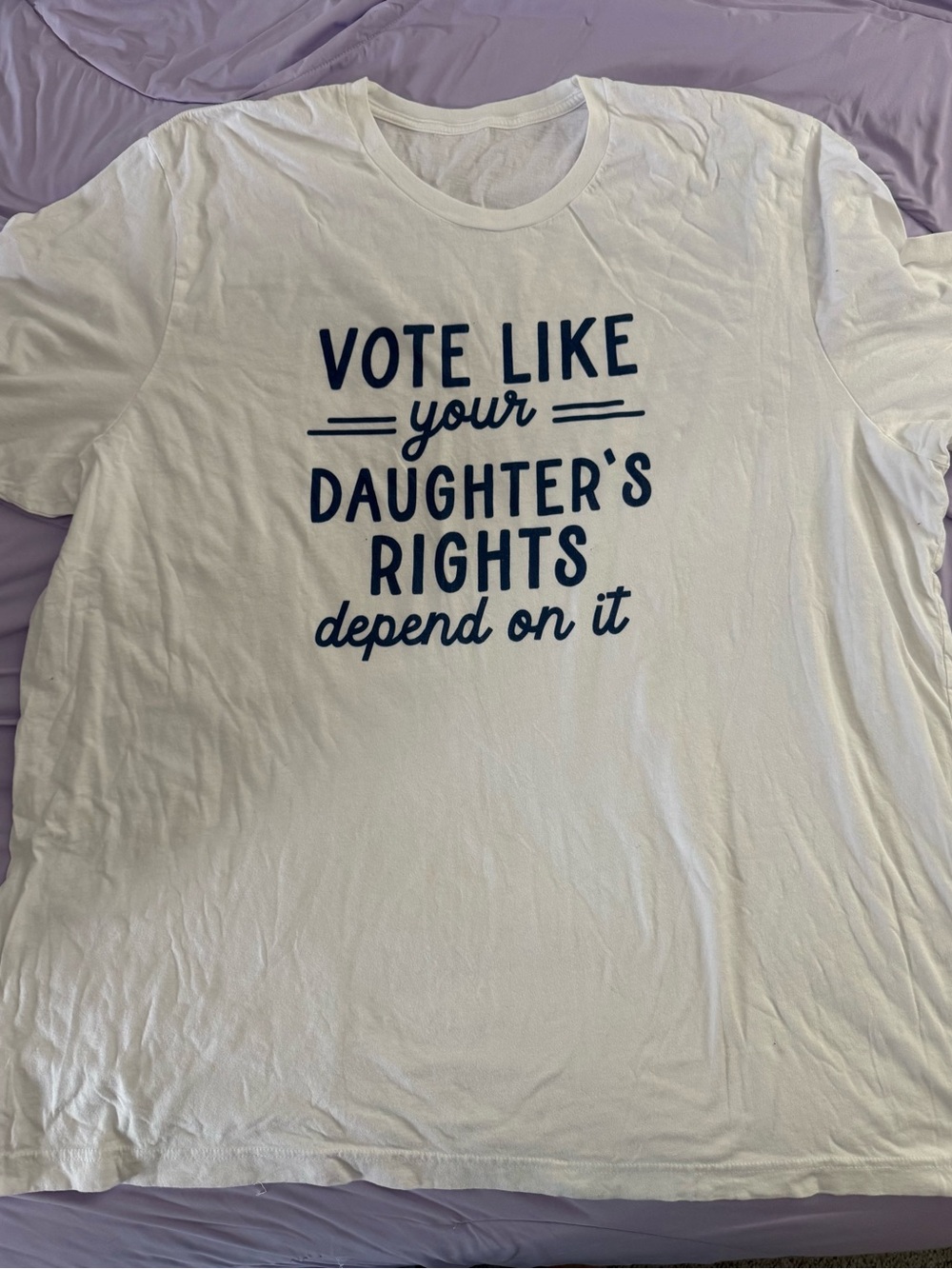 Women’s Voting Rights White Short Sleeve Tee with Navy Blue graphic